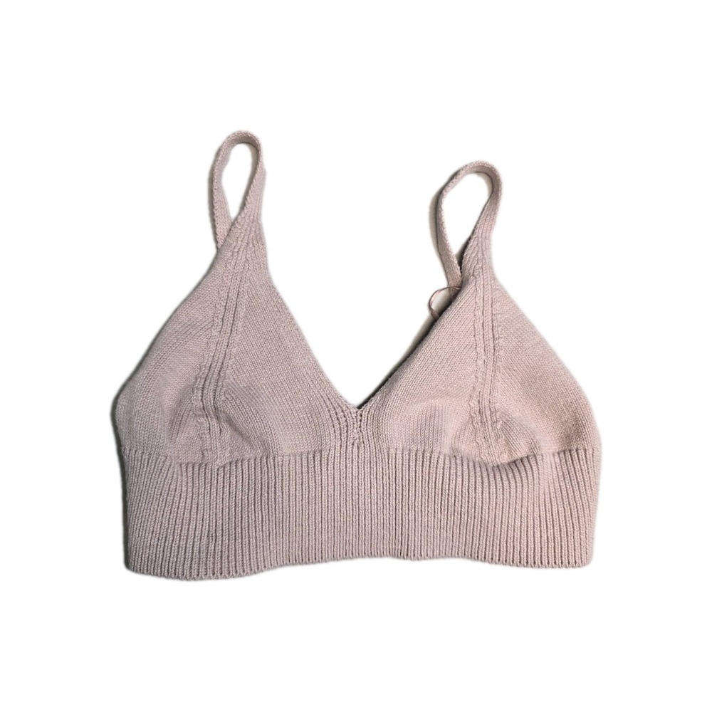 525 America Pink Ribbed Knit BRA Crop TOP BRALETTE M
